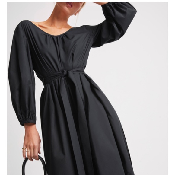 G LABEL GOOP X TABITHA SIMMONS black cotton dress with tie and pockets. - Picture 3 of 9